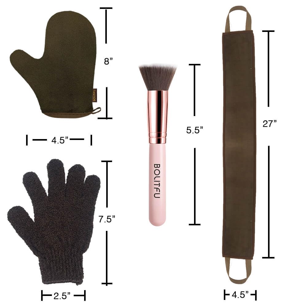 Skiennix Self Tanning Mitt Applicator Kit - Includes Exfoliating Glove & Face Tanner Brush | 4 Pack