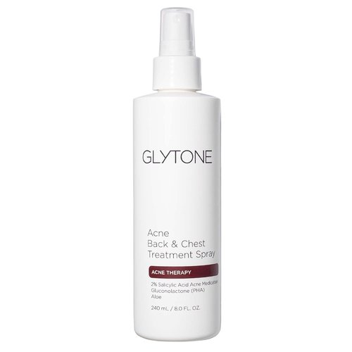 Glytone Chest & Back Acne Treatment Spray - 2% BHA Salicylic Acid & Gluconolactone - Quick-Dry, Fragrance-Free Formula for Body Acne - 8 fl oz
