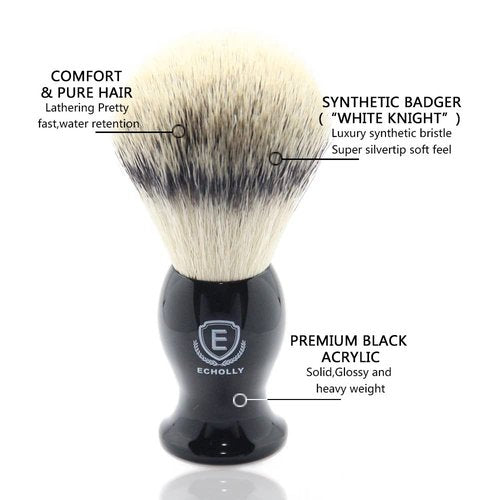 Echolly Luxury Shaving Brush for Men - Super Strong No-Shedding Bristles | Smooth Acrylic Handle