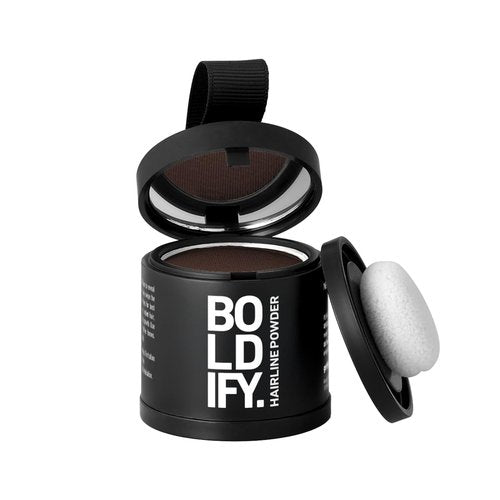 BOLDIFY Hairline Powder (LARGE, 10g) - Water-Resistant Root Touch Up Hair Color for Gray Coverage - 24-Hour Stain-Proof, Mess-Free Hair Powder for Thinning Hair - Hazel Brown