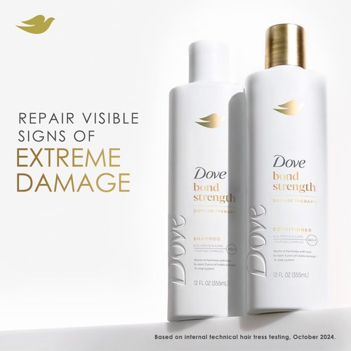 Dove Bond Strength Shampoo & Conditioner Set - Repair Damaged Hair & Frizz | 3-Piece Bundle