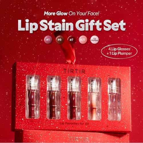 TIRTIR Holiday Lip Stain Gift Set | 12H Lasting Korean Lip Gloss Stocking Stuffers for Women, set of 5