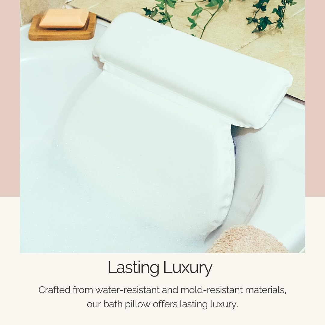 Monsuri Luxurious Bath Pillow for Tub - Premium Bathtub Pillows for Head and Neck Support - Ideal Bath Tub Pillow Headrest for Soaking Tub - Perfect Women's Gift Idea for Bath Accessories