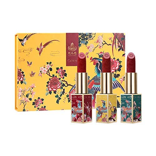 CATKIN Carving Lipstick Set Matte Red Orange Long Lasting Moisturizing Lip Stick Makeup Gift (SUMMER PALACE)