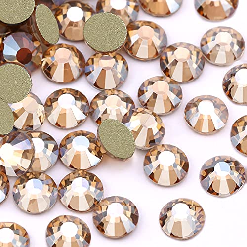 Towenm 720PCS Glass Flatback Rhinestones, SS20 4.8mm Flat Back Crystals for Craft Clothes Nail Face Art, Non Hotfix Round Flatback Crystals Loose Gemstones, Golden Shadow