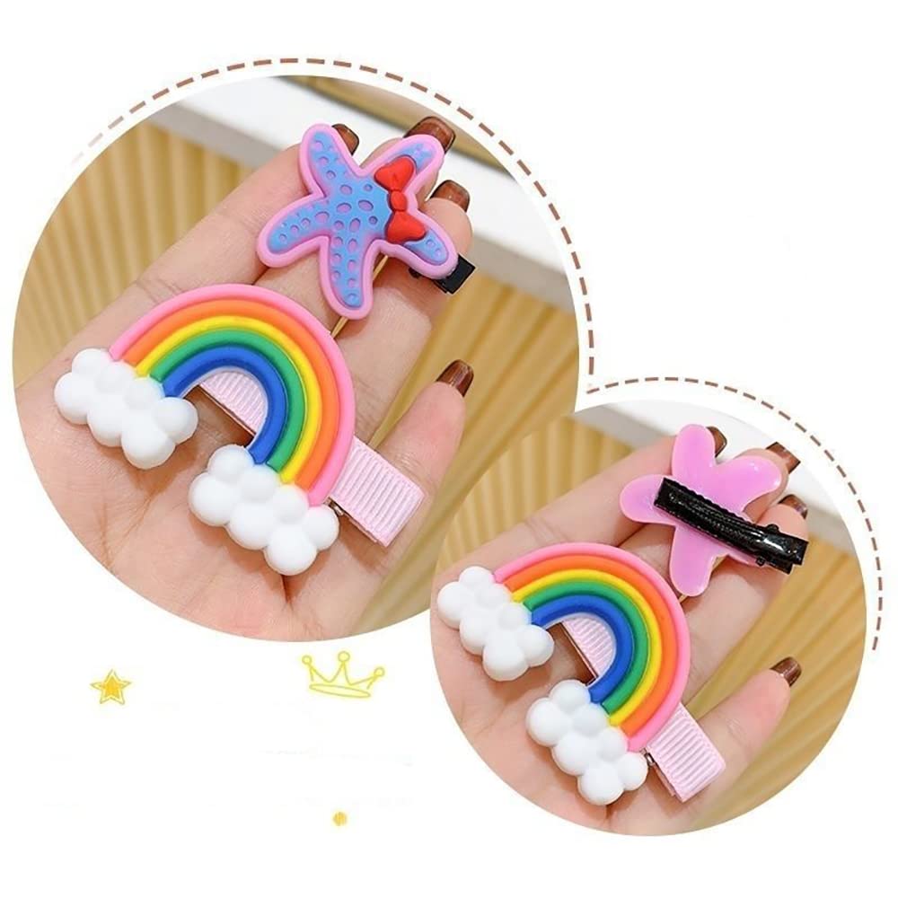 Hair Clips for Girls Toddler Hair Clips, 28Pcs Baby Hair Clips Cute Hair Accessories Candy Rainbow Flower Fruit Dessert Patterns Barrettes Hair Clip for Girls Women Kids Teens