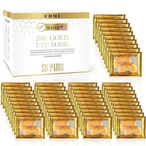 CHMI Under Eye Patches (50 Pairs) - 24K Gold Eye Patches for Puffy Eyes, Dark Circles, EyeBags and Wrinkles, Collagen Skin Care Products, Beauty & Personal Care