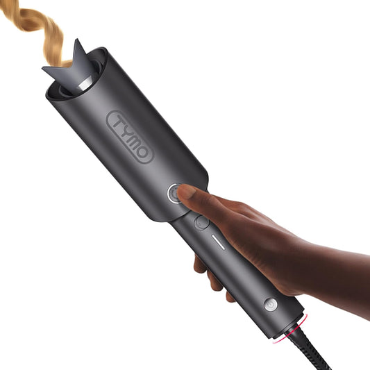 TYMO CURLPRO Automatic Rotating Curling Iron - Portable 1-Inch Beach Waves Curler with Ionic Technology & Ceramic Coating, Metallic Gray