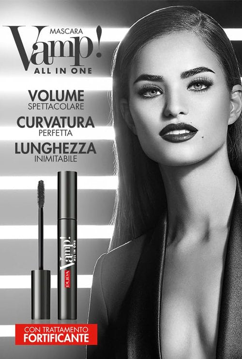 Pupa Milano Vamp! All In One Mascara - Extreme Volume & Length - Serum-Infused, Smudge-Free - 101 Extra Black - 0.3 oz