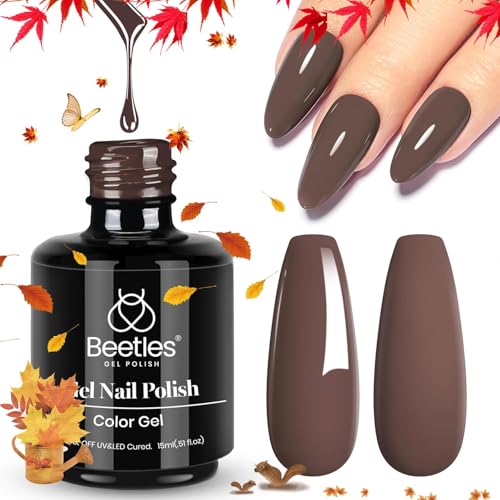 Beetles Brown Gel Nail Polish – 15ml Dark Brown Gel Polish, Soak Off Uv LED Nail Lamp Nail Art Manicure Gift for Women