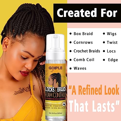 Goiple Braid Mousse, Twist, Locs - Extra Hold, High Shine, Moisturizes, Frizz Control, Lightweight, Easy to Apply, 8.4 fl oz