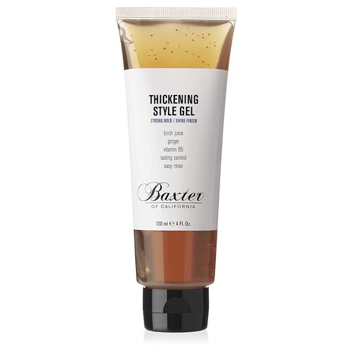 Baxter of California Thickening Style Gel for Men - Strong Hold & Shine Finish - 4 oz with Birch Juice & Ginger