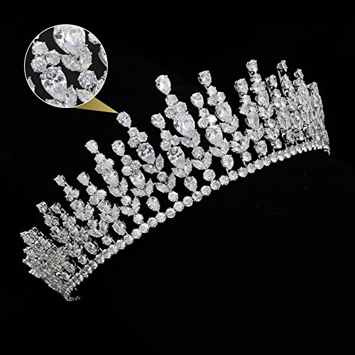 Sparky Wedding Tiaras Cubic Zirconia Queen Pageant Crowns CZ Sweet 16 Birthday Quinceanera Headpiece Bridal Hair Accessories Gold Jewelry Gifts for Adult Women