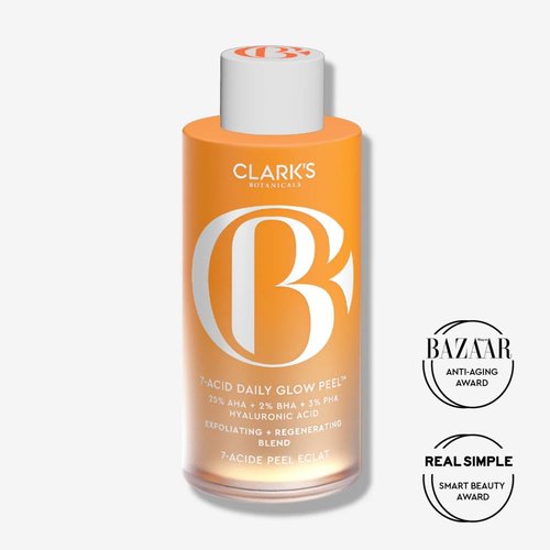 Clark's Botanicals 7-Acid Daily Glow Peel - AHA BHA Chemical Exfoliant for Brightening & Pore Purifying | 4.2 Oz