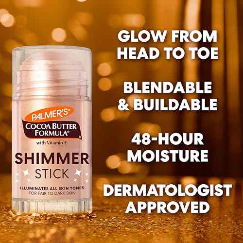 Palmer's Cocoa Butter Formula Body Shimmer Stick with Vitamin E, 1 Oz, Radiant Highlighter Makeup for Body Glow, Provides 48-Hour Moisture, All Skin Tones & Types, Dermatologist Approved