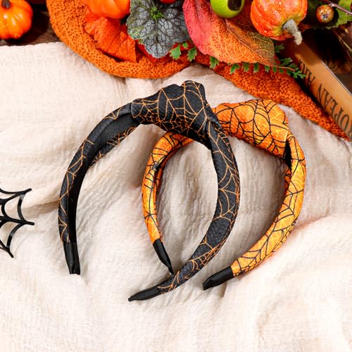 YanJie Pumpkin Spider Hair Accessories - Knotted Headband for Women's Halloween Gifts, Purple Pink