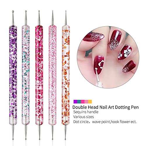 Nail Art Brushes Set, 20pcs Nail Design Painting Brushes, Professional Nail Art Design Brushes, Nail Fine Liner Brushes, Pink