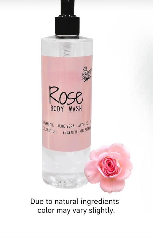 ROSE Natural Body Wash - Sulfate & Dye Free | Hydrating Formula for Dry & Sensitive Skin - 16oz