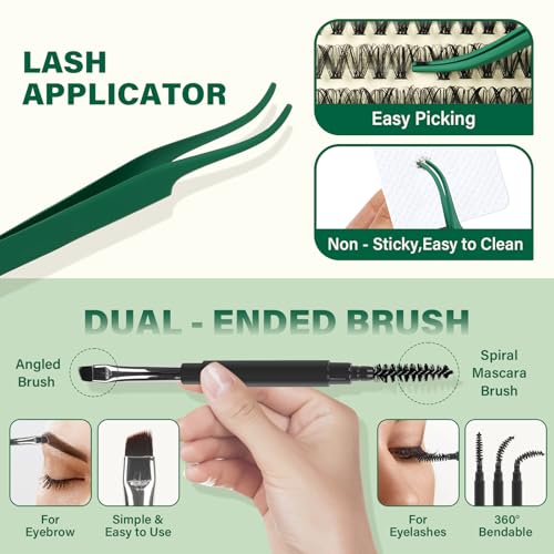 Lash Clusters 300pcs Individual Lashes 50D 0.07C Curl 11mm DIY Eyelash Extension KEYYOU Large Tray Volume Soft&Natural Cluster Lashes(50D-0.07C,11）