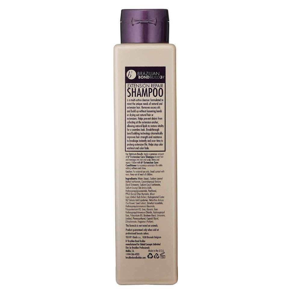 B3 Brazilian Bondbuilder Shampoo - Extension Repair Formula | 12 Fl. Oz. for Stronger Hair