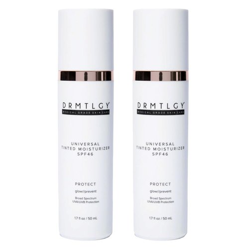 DRMTLGY Anti-Aging Tinted Moisturizer - SPF 46 Universal Tint | All-In-One Light Coverage Sunscreen, 1.7 oz (2 Pack)