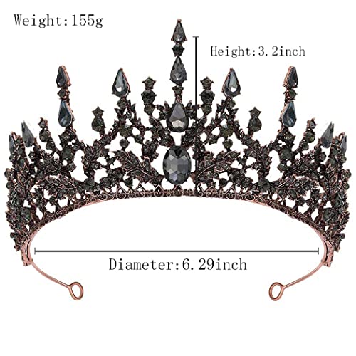 Yovic Baroque Wedding Crowns Rhinestone Bridal Crown and Taira Crystal Bride Crown Prom Costume Party Hair Accessories for Women and Girls (Black)