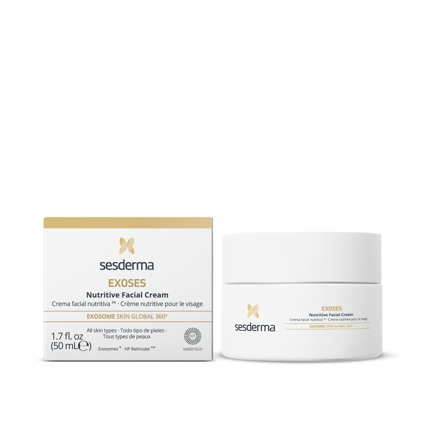 Sesderma EXOSES Cream - Nourishing Daily Moisturizer with Cosmetic-Grade Exosomes - 1.7 fl oz for Radiant Skin