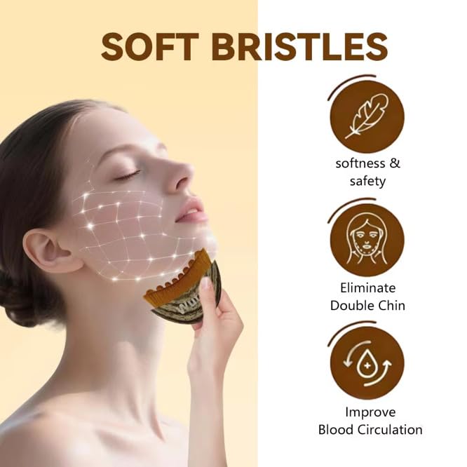 Wutre Lymphatic Drainage Face Brush Set - Natural Soft Bristle for Contouring & Detox | Anti-Puffiness Massager