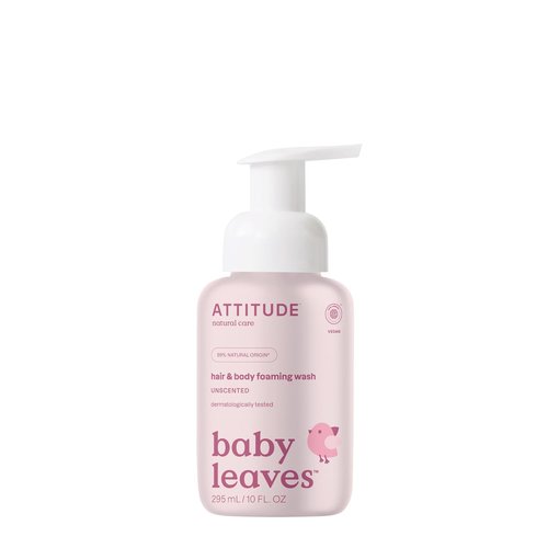 ATTITUDE 2-in-1 Hair and Body Foaming Baby Wash - EWG Verified, Vegan, Unscented, 10 Fl Oz