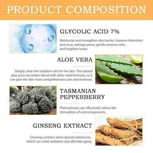 Glycolic Acid Toning Solution, Glycolic Acid 7% Toner, Glycolic Sour 7% Toning, KeepThe Skin Moist, Exfoliating Serum for Face, Facial Exfoliation Astringe Pores (240ML/8.0 Fl Oz)