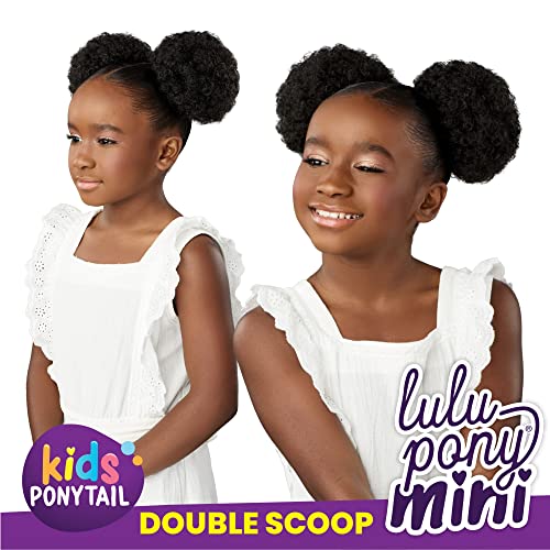 Sensationnel Lulu Pony Mini DOUBLE SCOOP - ponytail drawstring for kids synthetic pony up do wig piece - LULUPONY Mini Double Scoop (1 JETBLACK)