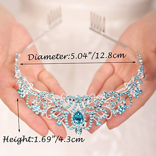 Wekicici Crystal Tiara Crowns Crystal Headband Princess Rhinestone Crown with Combs Bride Headbands Bridal Wedding Prom Birthday Party Hair Accessories for Women Girls(Style 1)