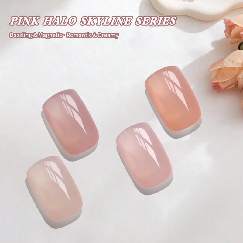 Translucent Pink Gel Nail Polish—Natural nude finish with a subtle pearlescent sheen, flatters all skin tones, lasts 2-3 weeks with lasting shine, perfect for everyday wear (Sheer Pink01)