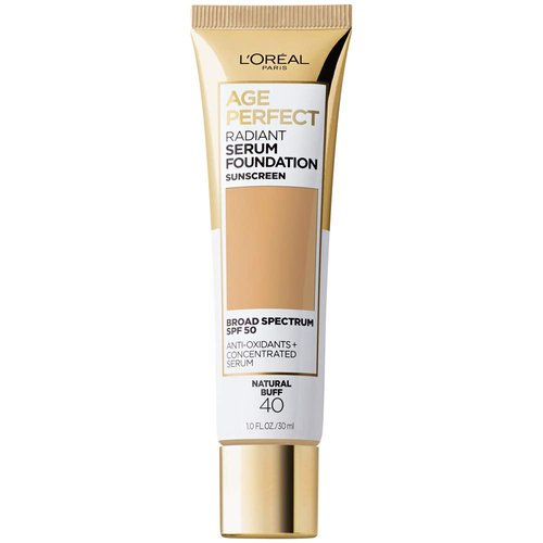 L'Oreal Paris Age Perfect Radiant Serum Foundation - SPF 50, Natural Buff, 1 Ounce