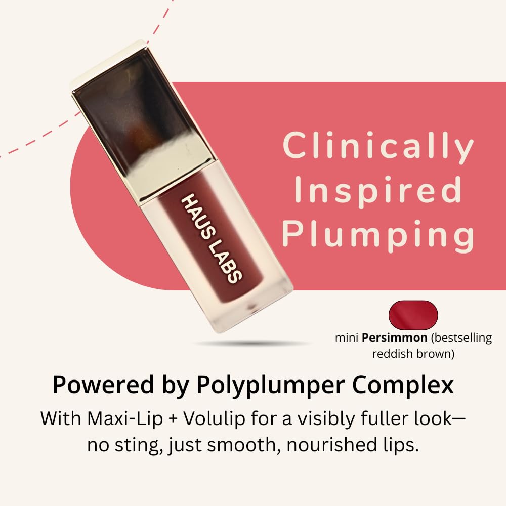 Haus Labs PHD Hybrid Plumping Lip Glaze Duo - Honey Shimmer Full Size & Persimmon Mini