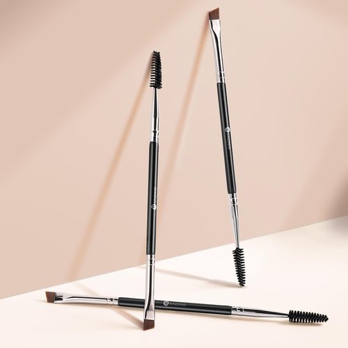 KINGMAS Eyebrow Brush - Professional Duo Angled Brush for Shaping Brows & Lashes | Black