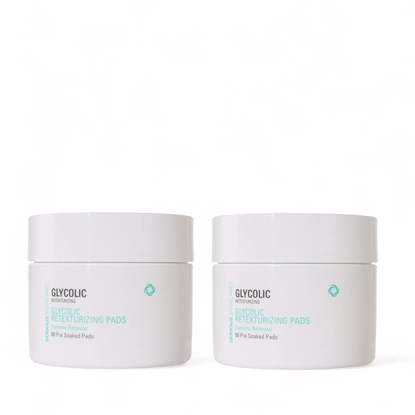 Serious Skincare Glycolic Acid Treatment Pads - Exfoliating Face Discs for Fine Lines & Wrinkles | 2 Pack (60 Pads Each)