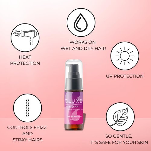 ELUXE Hair Oil - Smooth & Moisturize Damaged Hair | Fight Frizziness & Lock in Hydration | 1 fl oz