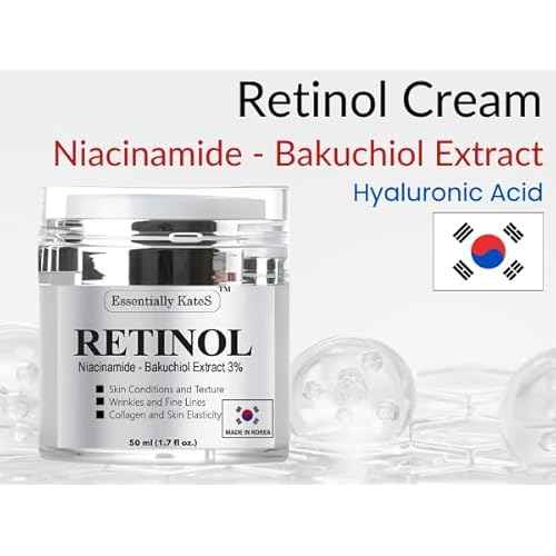 Retinol Cream for Face, with Hyaluronic Acid and Vitamin E, 50 ml (1.7 fl oz) - Pack of 1 - Reduce Appearance of Wrinkles, Fine Lines and Dark Spots - Korean Skincare