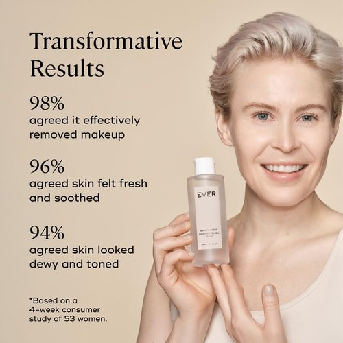 EVER Beauty Micellar Cleansing Water - Rose Water & Lactic Acid Makeup Remover for Sensitive Skin | 5.9 fl oz