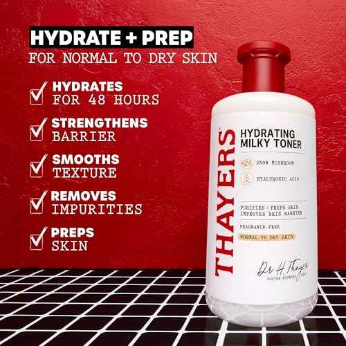 THAYERS Milky Face Toner Skin Care with Snow Mushroom and Hyaluronic Acid, Natural Gentle Facial Toner, for Dry and Sensitive Skin, 355mL