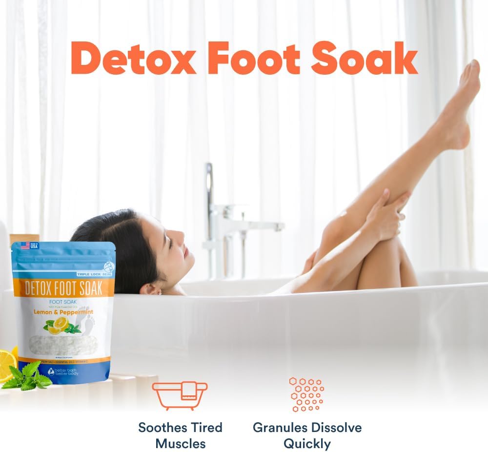 Skiennix Detox Foot Soak Salts - 32 Ounces with Essential Oils | Soothe Athletes Foot & Relax Tired Feet