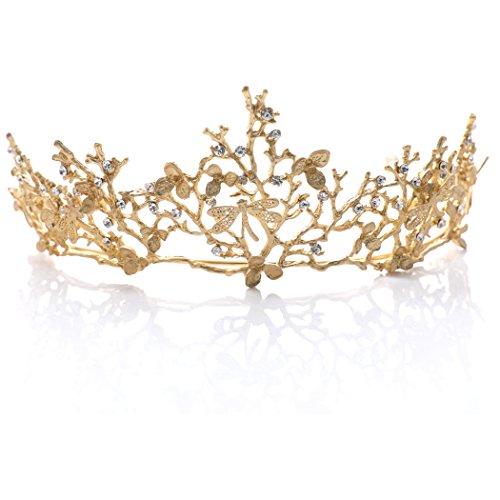 Yean Adult Tiaras and Crowns Gold Wedding Princess Queen Crown Baroque Vintage Rhinestone Tiara Hair Accessories for Women and Men (Gold)