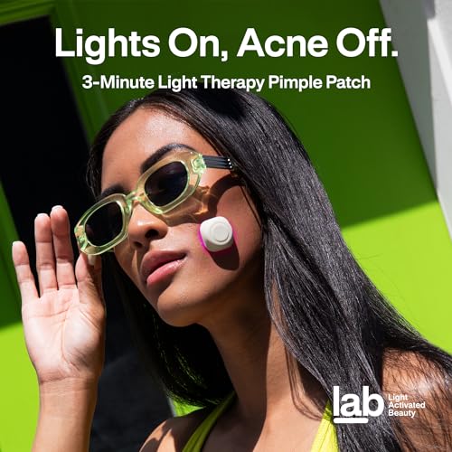 Light Activated Beauty l.a.b Light Therapy Acne Patch, 1-Pack, LED Red and Blue Light Hydrocolloid Acne Patches, Fast Acting 3 Minute Skin Care Pimple Patch Spot Regimen for Zits, Blemishes, 30 Uses