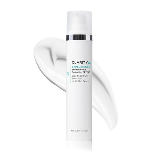 ClarityRx Skin Defense SPF 50 - Natural Plant-Based Moisturizing Sunscreen with Zinc & Hyaluronic Acid (2 Oz)