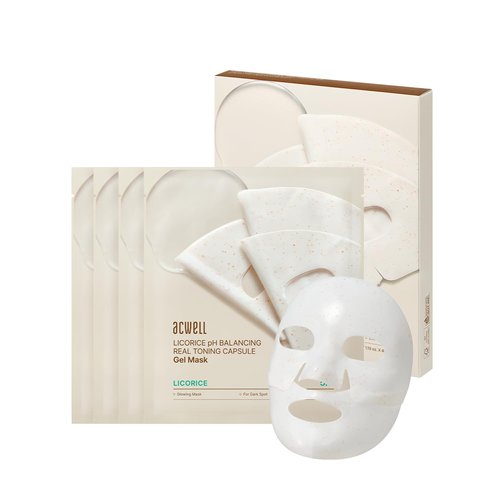 ACWELL Licorice Toning Capsule Gel Mask - Hydrating Overnight Face Mask with Niacinamide & Collagen | 1.19oz (34g) x 4ea