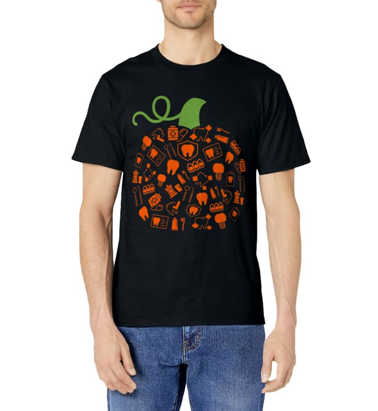 Teeth Ghost Pumpkin Witch Dental Halloween Dentist Dental T-Shirt