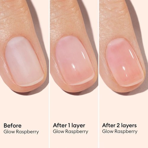 Manucurist Active Glow Raspberry Nail Polish & Care - Ultra-Glowy 2 in 1 Nail Concealer & Care - Plant-Based Ingredients: Sweet Almond Oil, Raspberry - Gifts for Women - Gifts for Her