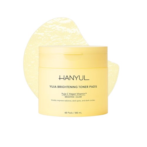 HANYUL Yuja Toner Pads | Korean Yuzu with Vitamin C & 5% Niacinamide to Visibly Brighten Dark Circles, Dark Spots, Even Tone, Glow Boosting for Face & Undereyes, 60 Sheets