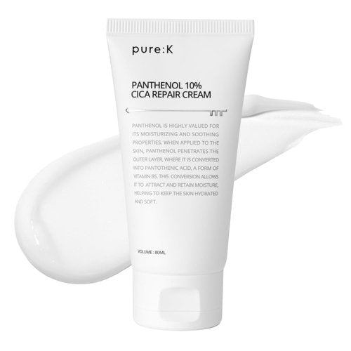 PURE K Panthenol 10% CICA Repair Cream - Soothing Moisturizer for Sensitive Skin | 2.7 Fl Oz (80ml)